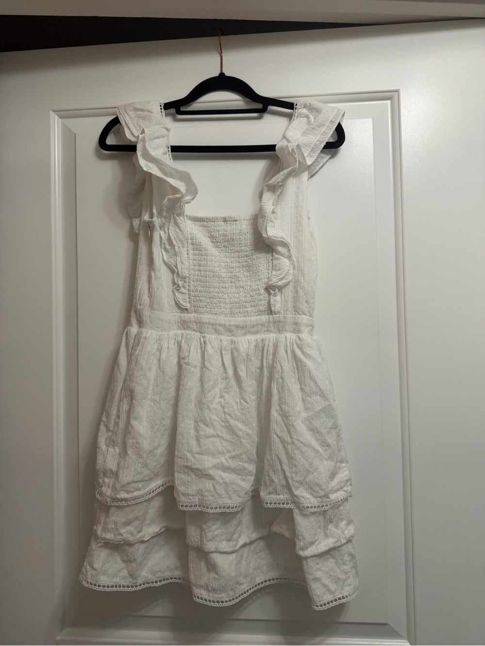 MAJORELLE White Ruffle Mini Dress XS Swiss Dot Cottagecore Revolve - Picture 7 of 9
